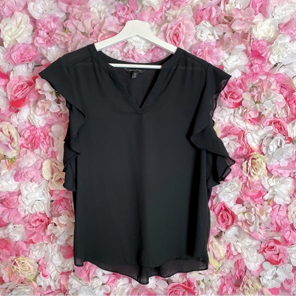 Banana Republic Ruffle Flutter Sleeve Top Sz M - Picture 1 of 4